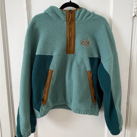 Marmot Jackets & Blazers - Marmot Mountain Works Aqua and Tan Fleece Jacket